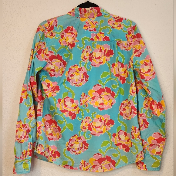 Lilly Pulitzer Resort Fit Blue Floral Print Button-Down Shirts, Size M - Picture 2 of 7